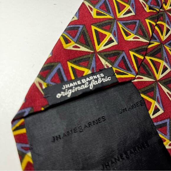 Jhane Barnes Designer Silk Tie Geometric Solids Pattern Rust Gray Gold - Picture 2 of 4